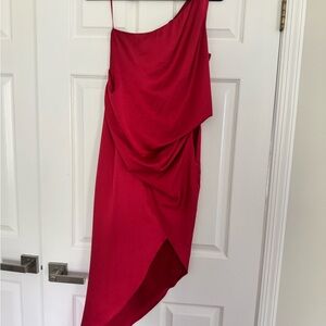 ASOS Red Asymmetrical Ruched Cocktail Dress
